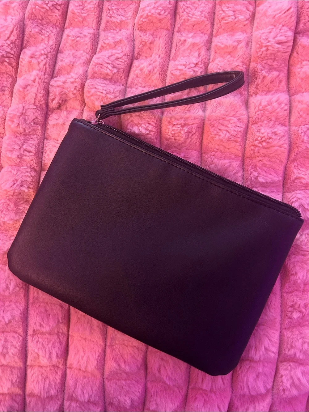 Guess Black Wristlet Clutch with Glitter Dog Applique and Pink Accents